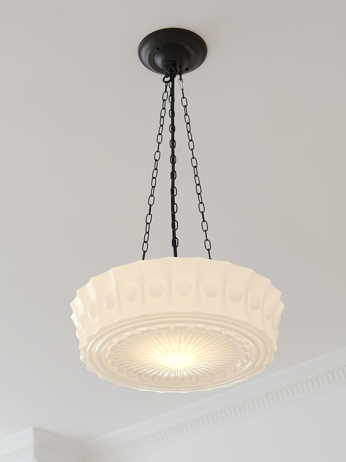 Orlira Suspension en Chaîne Verre Blanc