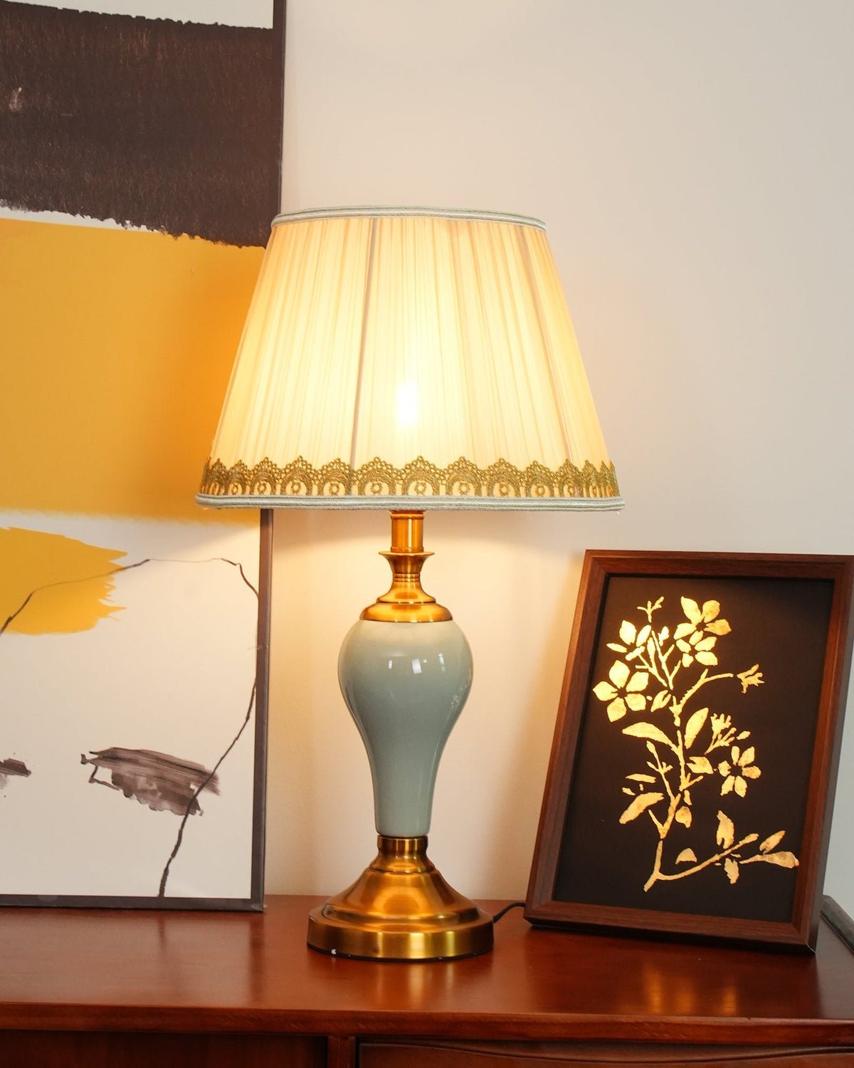 Mirova Lampe de Table en Céramique Et Tissu
