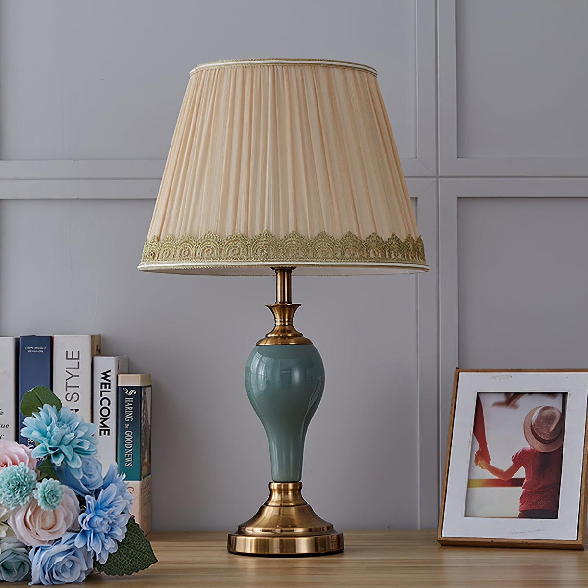 Mirova Lampe de Table en Céramique Et Tissu
