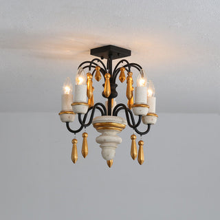 Noble Niche Lustre en Bois et Métal Vintage