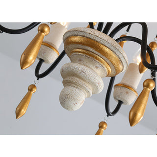 Noble Niche Lustre en Bois et Métal Vintage