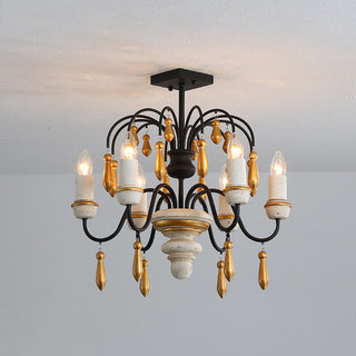 Noble Niche Lustre en Bois et Métal Vintage