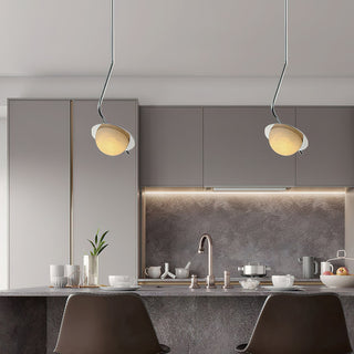 Ivvaros Lampe Suspension Chic Moderne Minimaliste Acier Inoxydable Alabastre