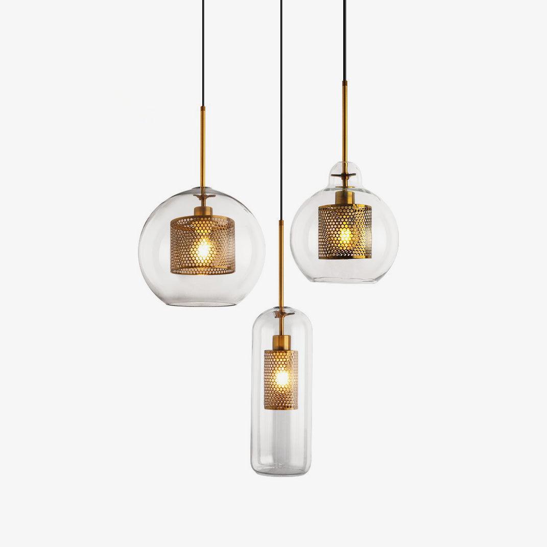 Alvenna Lustre Suspendu En Verre Maillage Doré Pour Salle À Manger