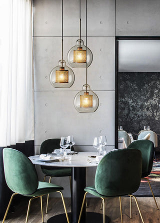 Lustra Lustre Suspendu En Verre Maillage Doré Pour Salle À Manger
