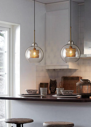 Lustra Lustre Suspendu En Verre Maillage Doré Pour Salle À Manger