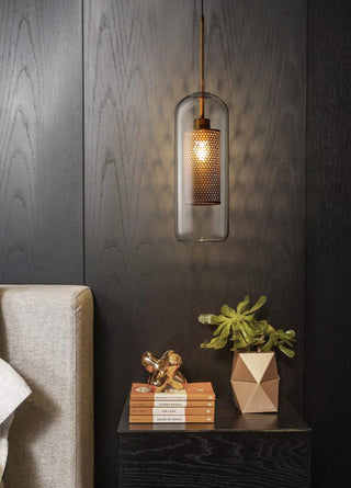 Lustra Lustre Suspendu En Verre Maillage Doré Pour Salle À Manger