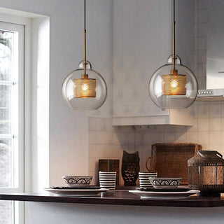 Lustra Lustre Suspendu En Verre Maillage Doré Pour Salle À Manger