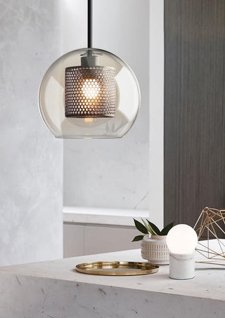 Lustra Lustre Suspendu En Verre Maillage Doré Pour Salle À Manger