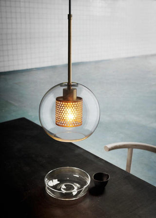 Lustra Lustre Suspendu En Verre Maillage Doré Pour Salle À Manger