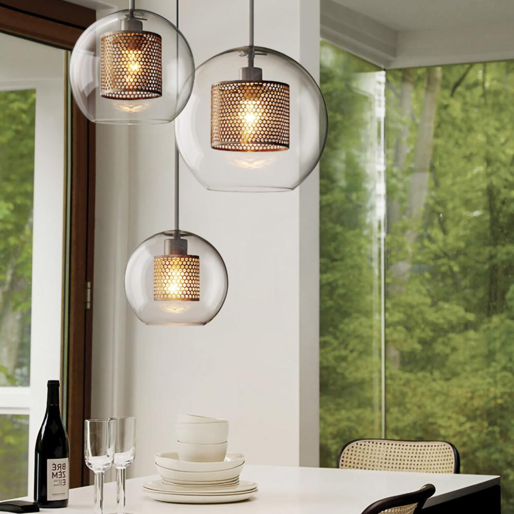 Alvenna Lustre Suspendu En Verre Maillage Doré Pour Salle À Manger