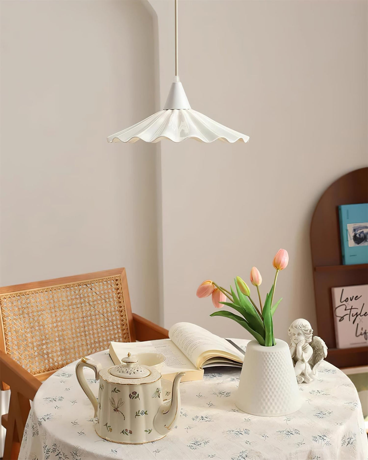Zavo White Ceramic Pendant Light-Neutral Decor