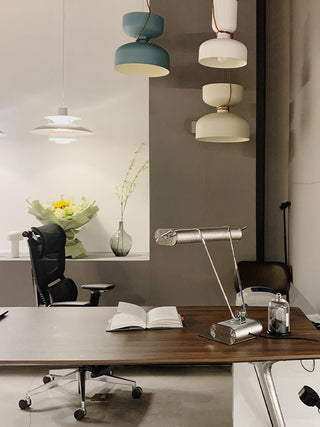 Chrome Coiled Wire Desk Lamp-Neutral Decor