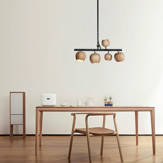 Avelira Suspension Linéaire Globe Bois Rustique