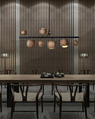 Avelira Suspension Linéaire Globe Bois Rustique