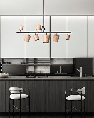 Avelira Suspension Linéaire Globe Bois Rustique