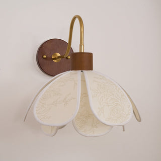 Yuki Applique Murale Florale en Bois et Tissu
