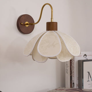 Yuki Applique Murale Florale en Bois et Tissu