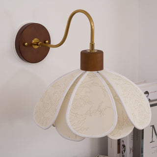 Yuki Applique Murale Florale en Bois et Tissu