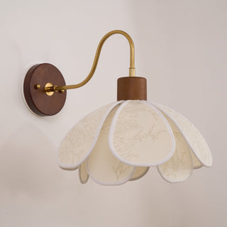 Yuki Applique Murale Florale en Bois et Tissu
