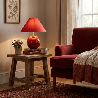 Cinabra Red Ceramic Table Lamp-Neutral Decor