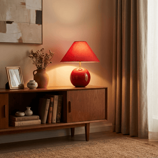 Cinabra Red Ceramic Table Lamp-Neutral Decor