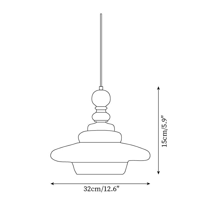 Pendant Lamp Yellow Glass with Walnut Wood Accent Retro-Neutral Decor