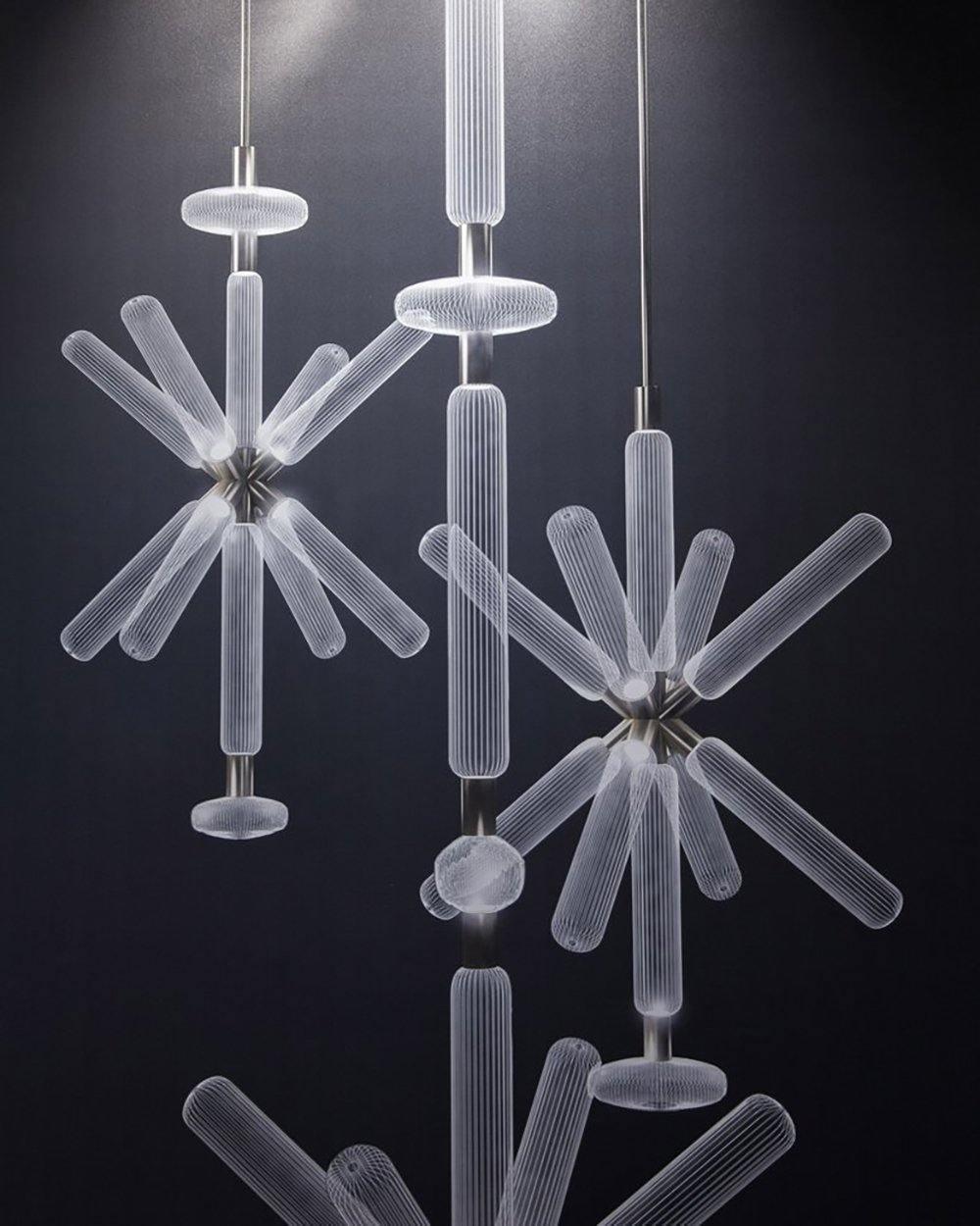Torilia Lampe à suspension en cristal cylindrique Cipher contemporaine