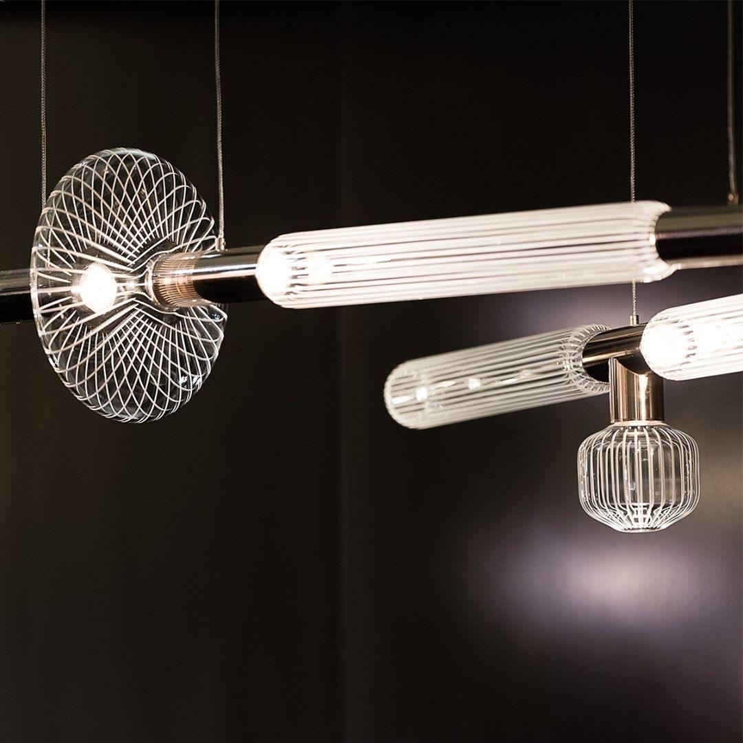 Torilia Lampe à suspension en cristal cylindrique Cipher contemporaine