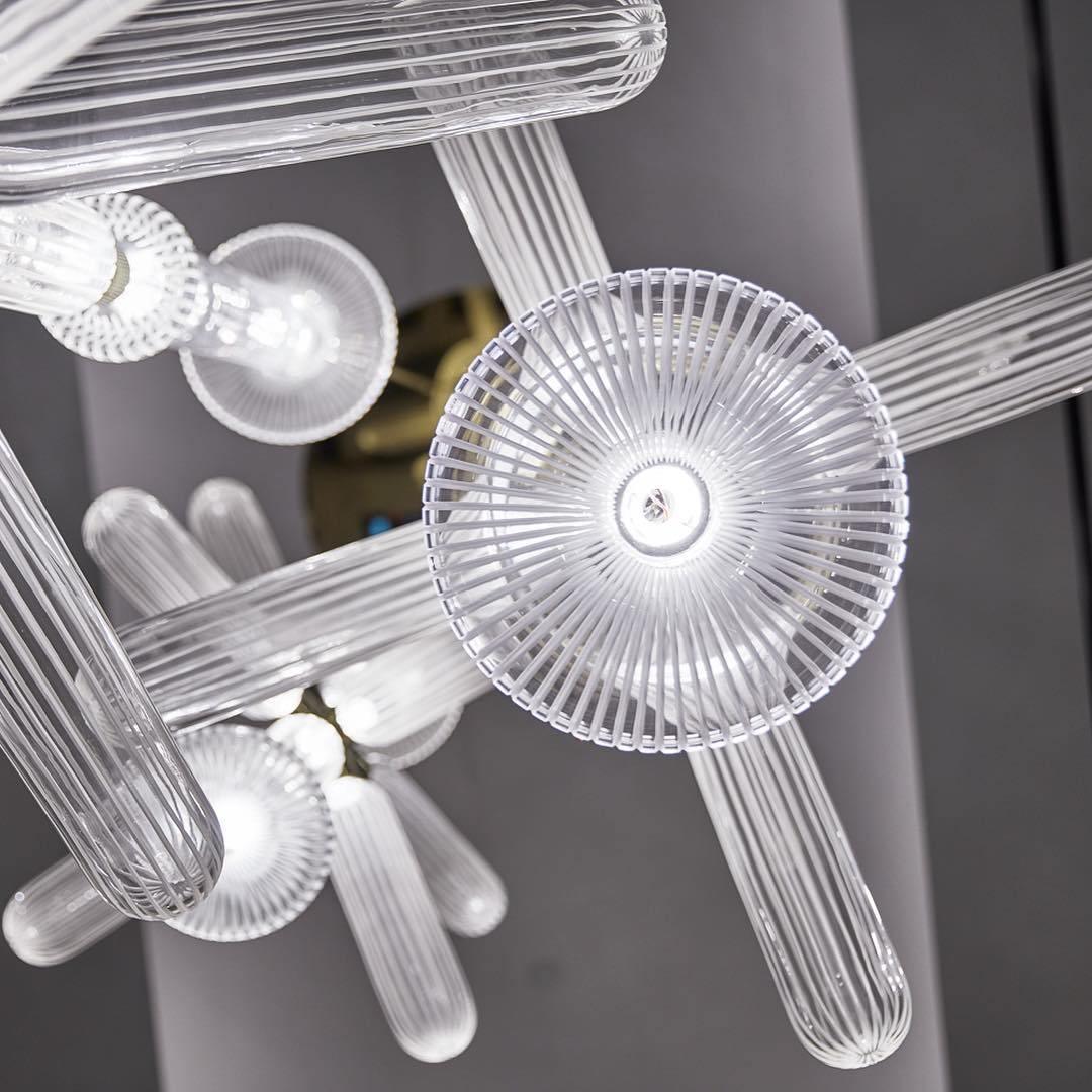 Torilia Lampe à suspension en cristal cylindrique Cipher contemporaine