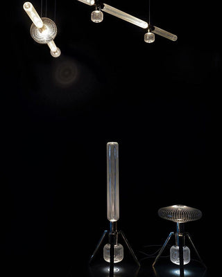 Solara Lampe à suspension en cristal cylindrique Cipher contemporaine