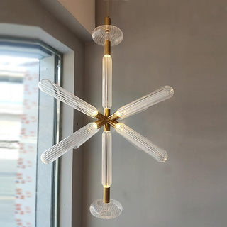 Solara Lampe à suspension en cristal cylindrique Cipher contemporaine