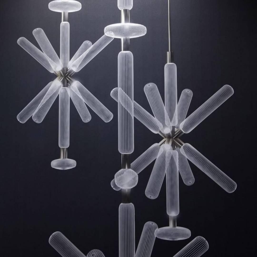 Torilia Lampe à suspension en cristal cylindrique Cipher contemporaine