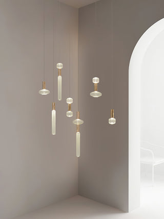 Solara Lampe à suspension en cristal cylindrique Cipher contemporaine