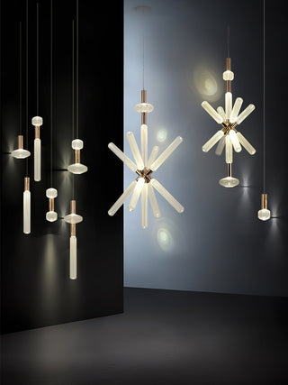 Solara Lampe à suspension en cristal cylindrique Cipher contemporaine