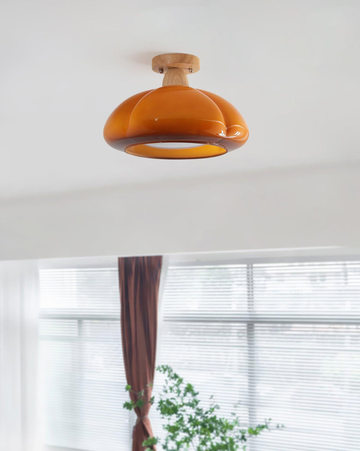Riva Amber Glass Semi Flush Mount Ceiling Light-Neutral Decor