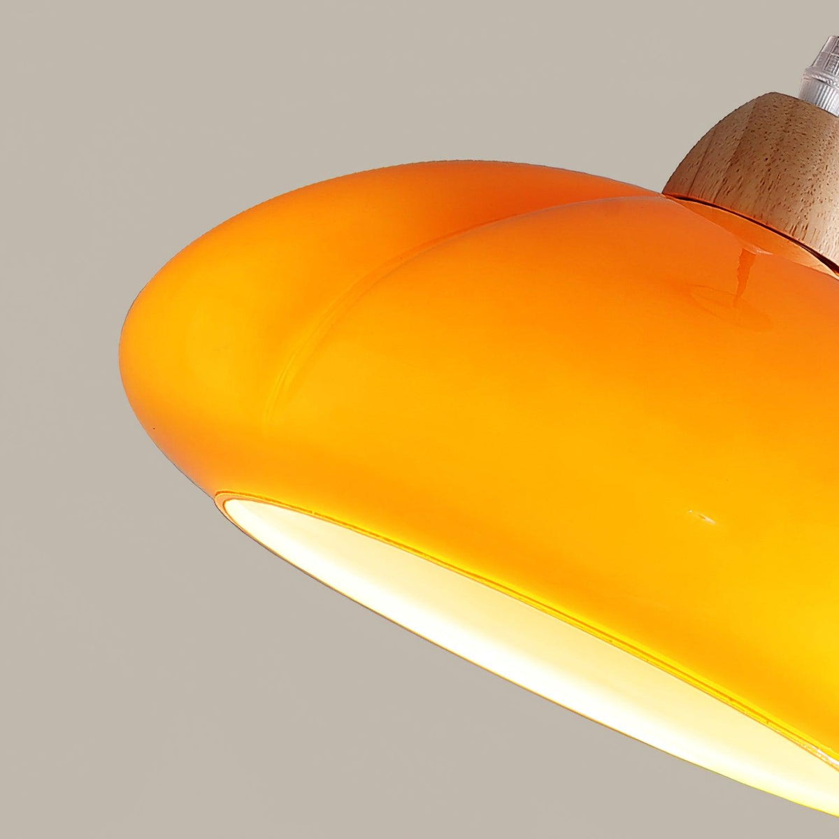 Pendant Lamp Rounded Glass Shade Wood Accent Playful Modern Touch-Neutral Decor