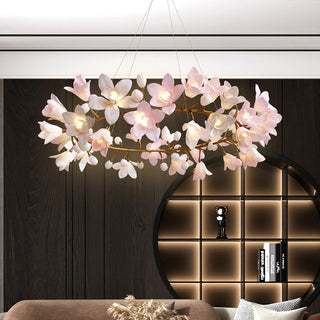 Lustra Lustre Laiton Céramique Floraison