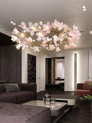 Lustra Lustre Laiton Céramique Floraison