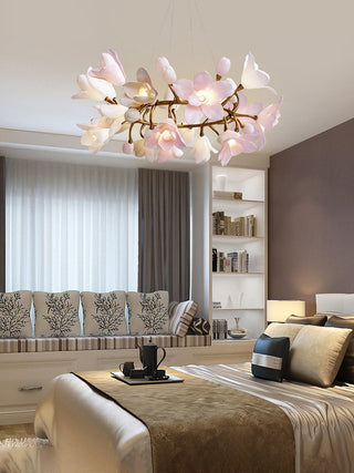 Lustra Lustre Laiton Céramique Floraison