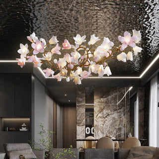 Lustra Lustre Laiton Céramique Floraison
