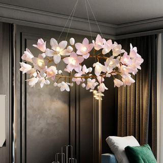 Lustra Lustre Laiton Céramique Floraison