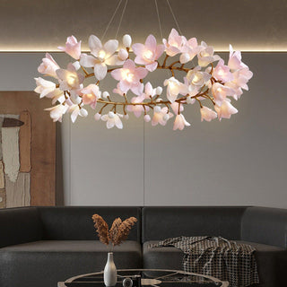 Lustra Lustre Laiton Céramique Floraison