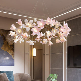 Lustra Lustre Laiton Céramique Floraison