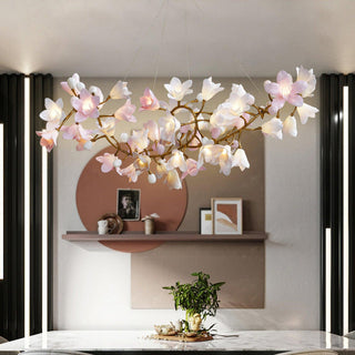 Lustra Lustre Laiton Céramique Floraison