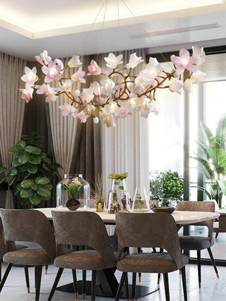 Lustra Lustre Laiton Céramique Floraison