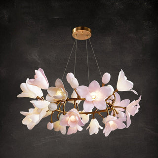 Lustra Lustre Laiton Céramique Floraison