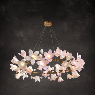 Lustra Lustre Laiton Céramique Floraison