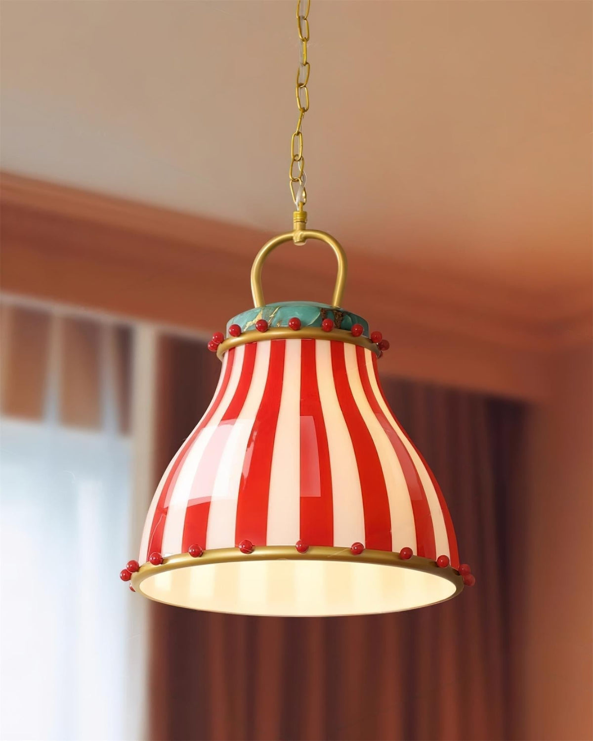 Red and white stripes Glass Pendant Lamp-Neutral Decor