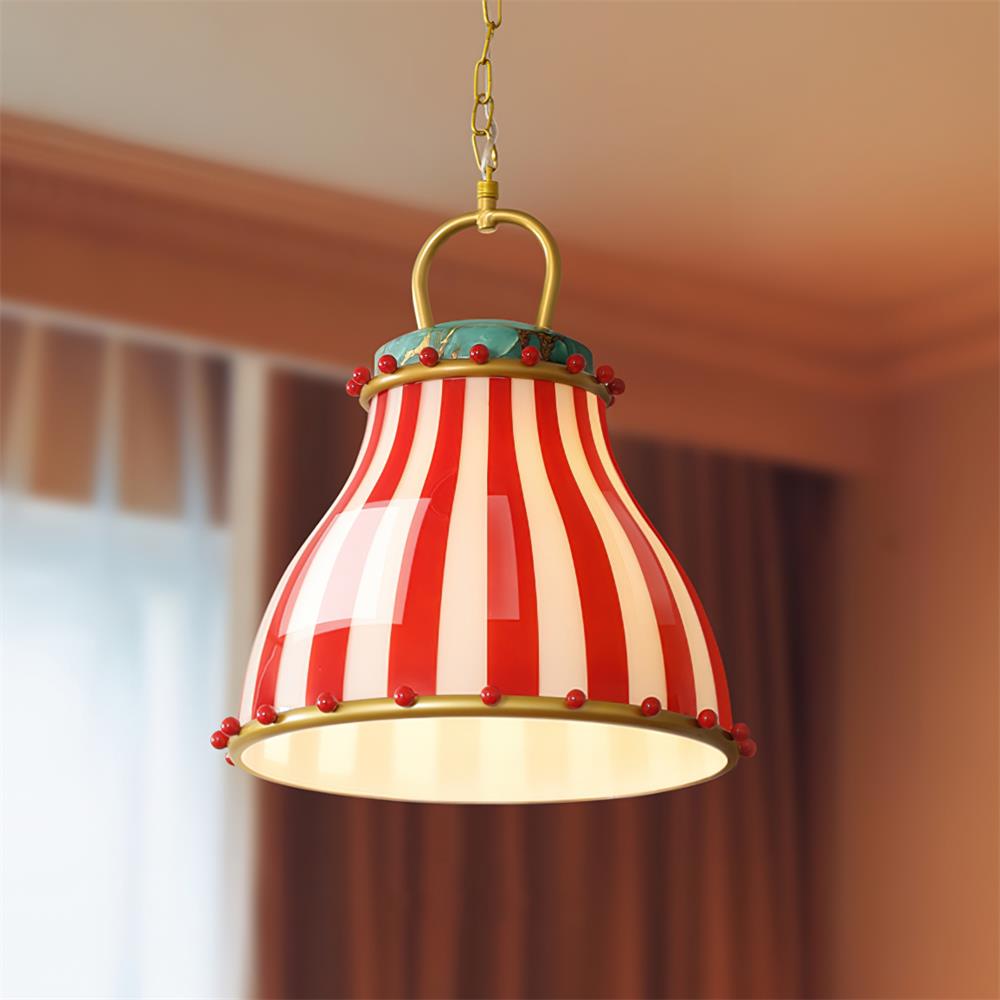 Red and white stripes Glass Pendant Lamp-Neutral Decor